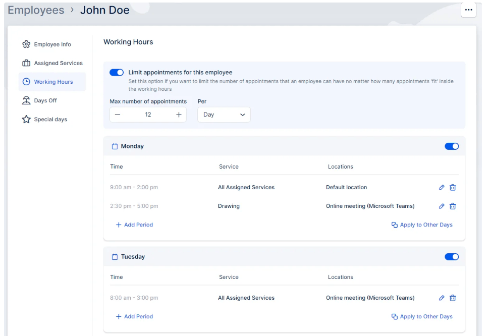 Configuring Employees