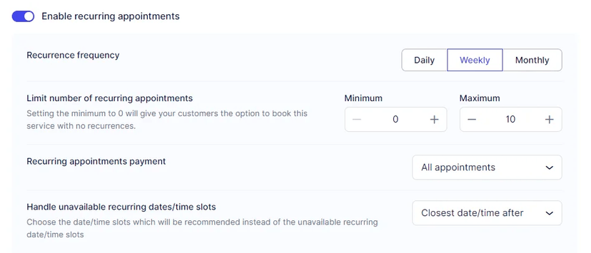 Custom Recurring Appointments
