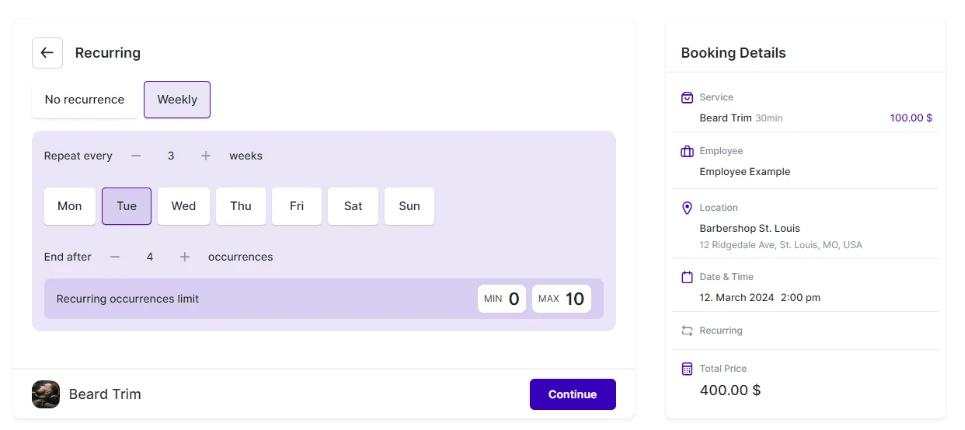 Custom Recurring Appointments