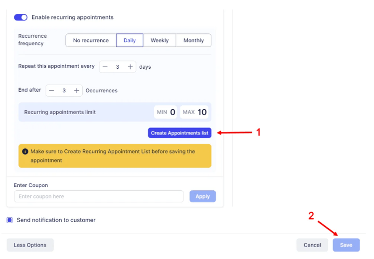 Custom Recurring Appointments