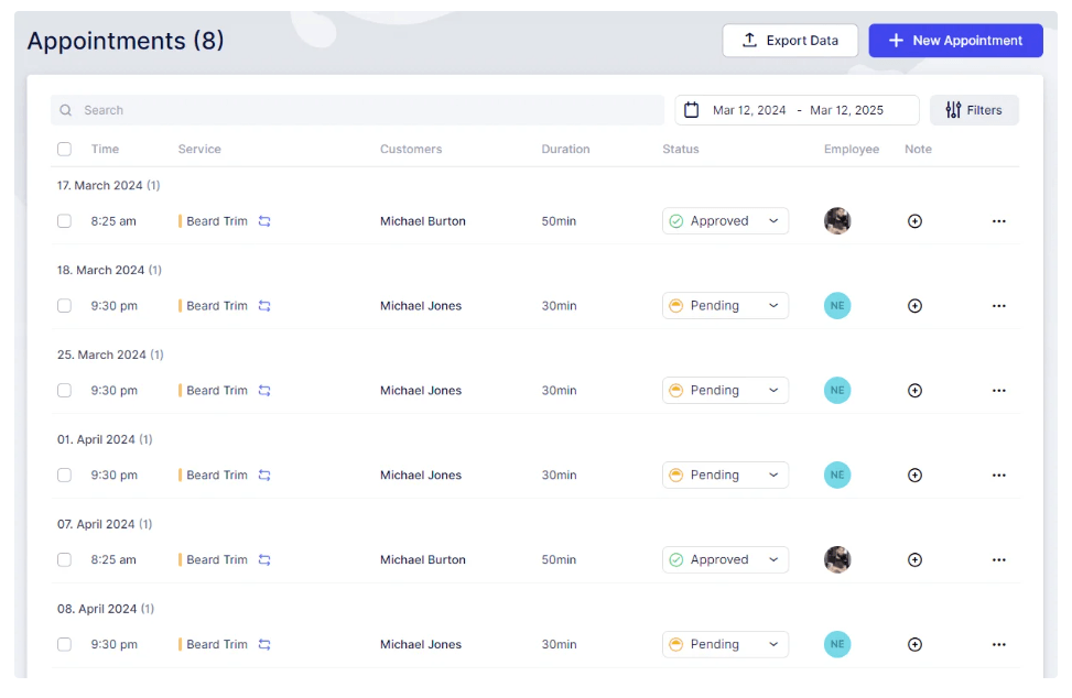 Custom Recurring Appointments