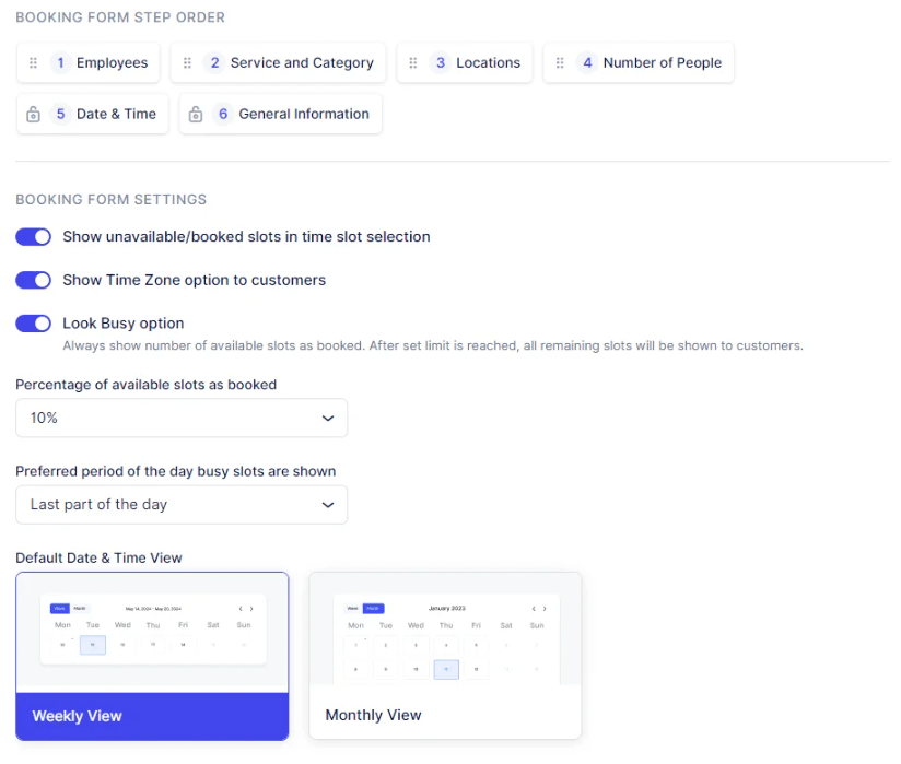 Customize Booking Options