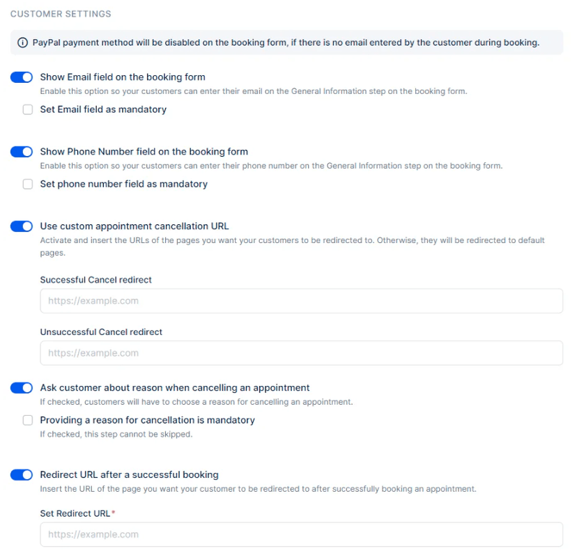 Customize Booking Options