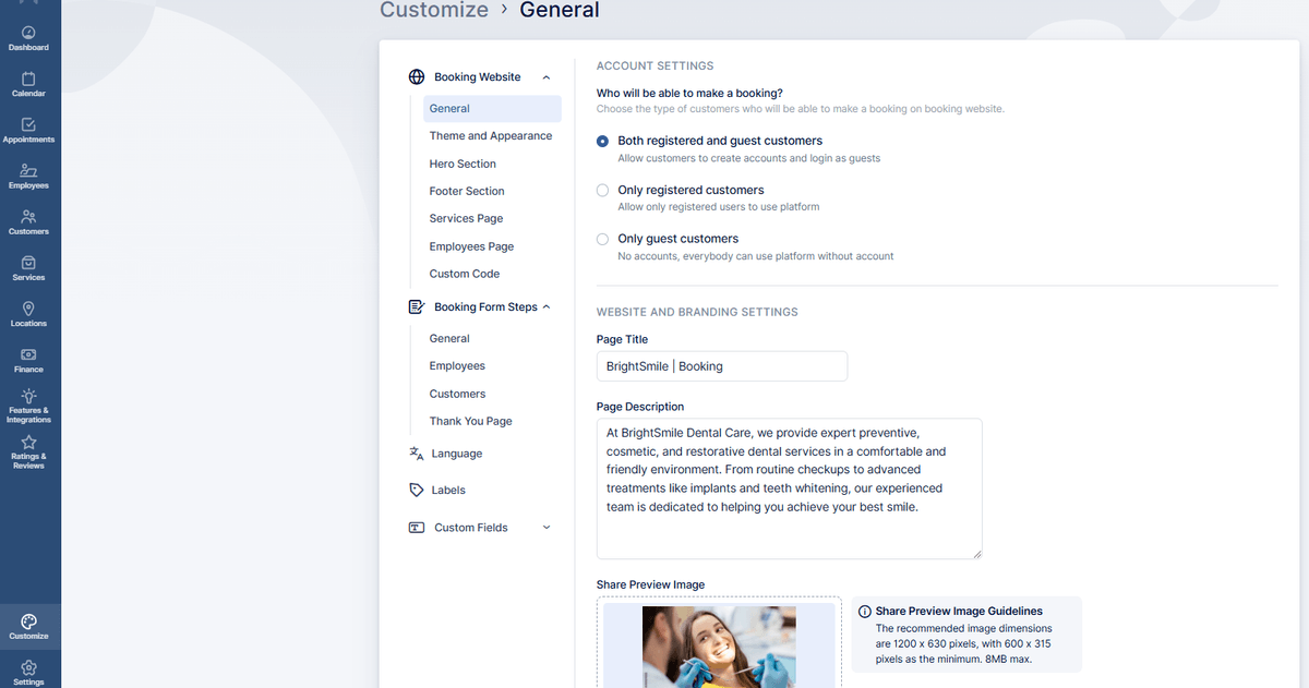 Customize Booking Options