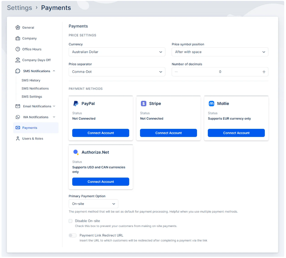 Payment Settings