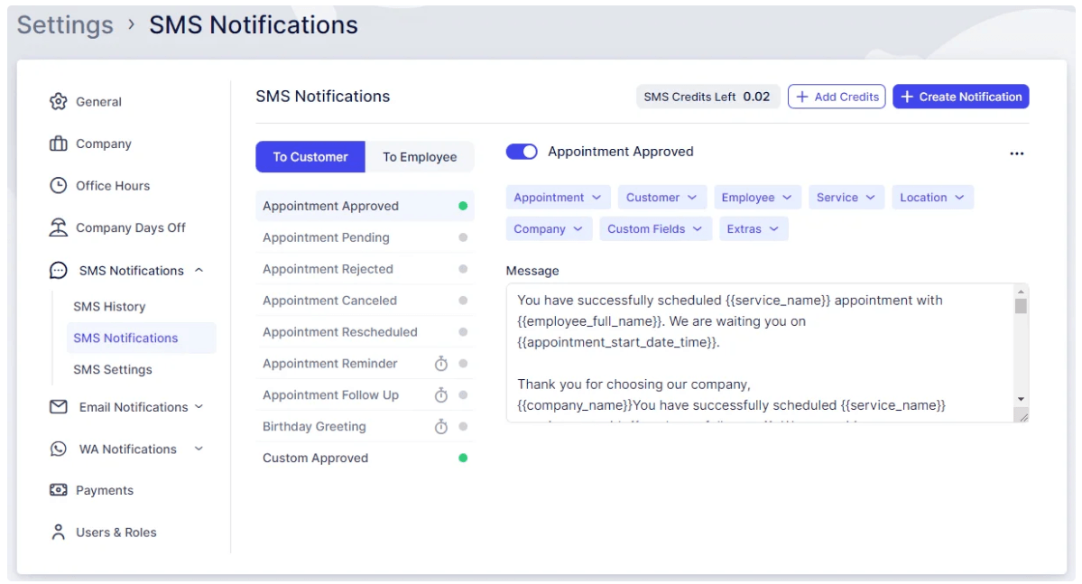 SMS Notifications