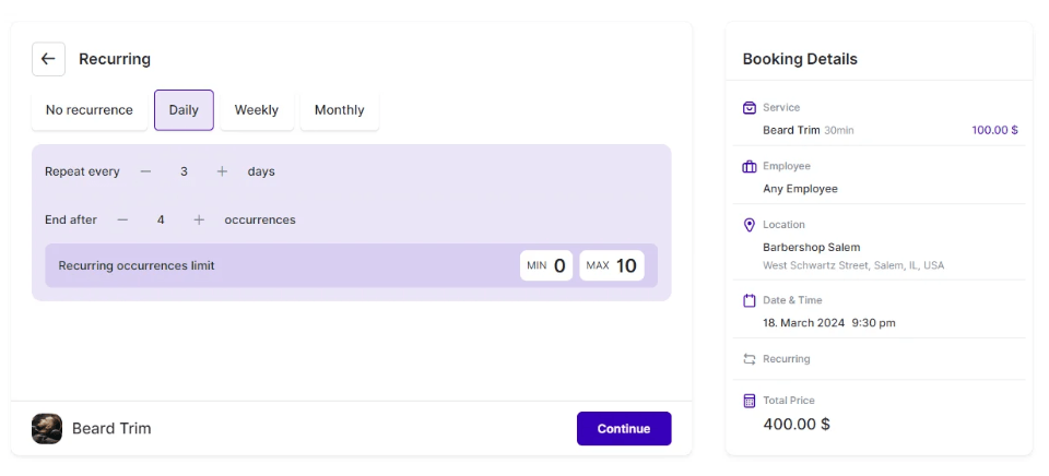 Custom Recurring Appointments