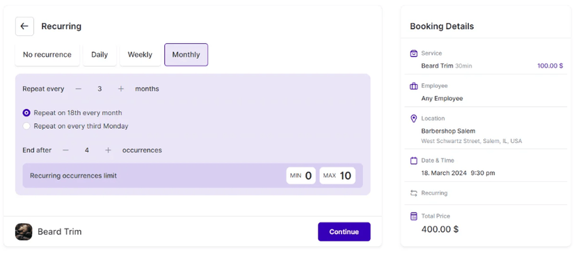 Custom Recurring Appointments