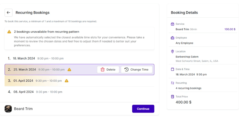Custom Recurring Appointments