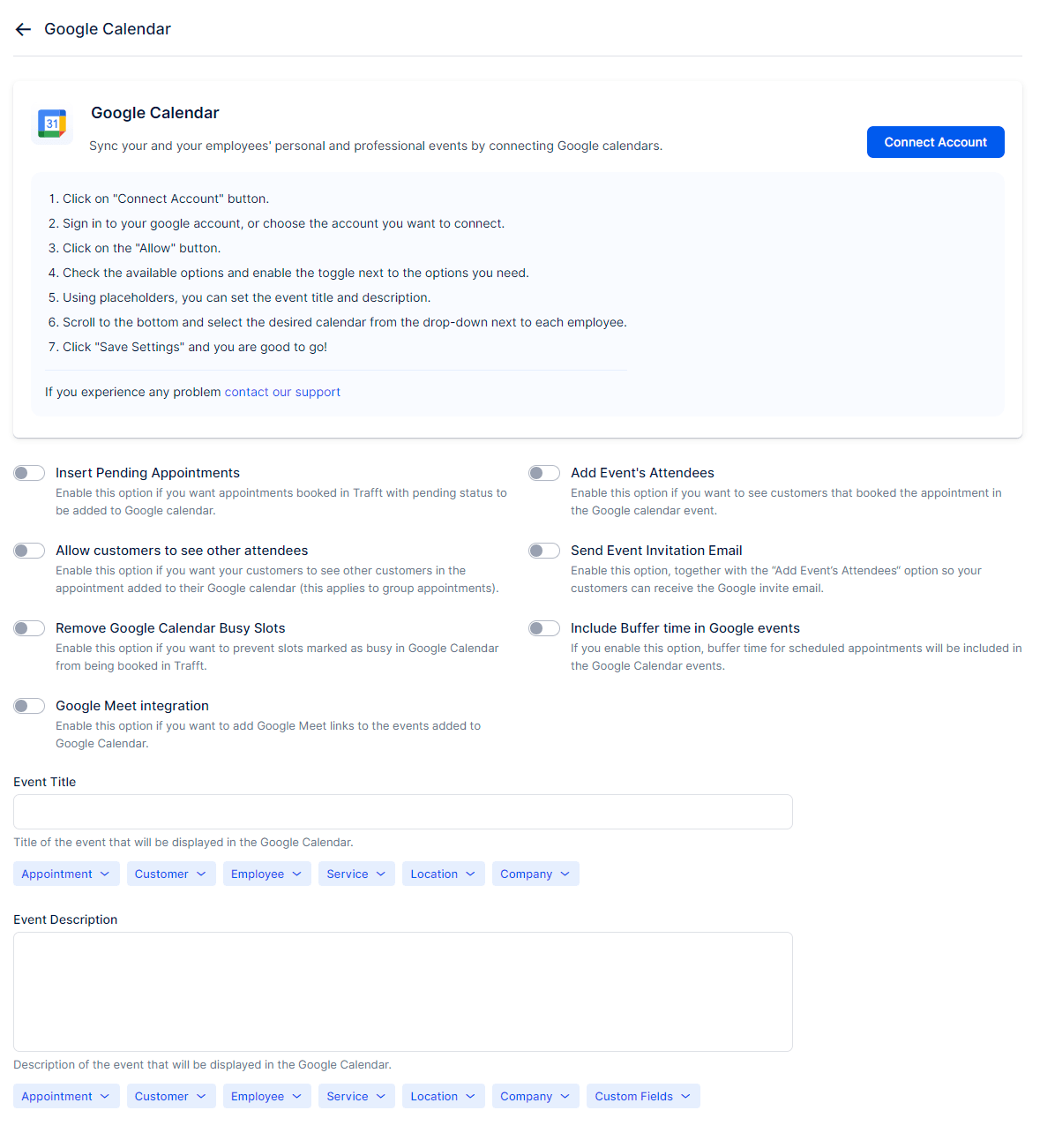 Google Calendar Setup