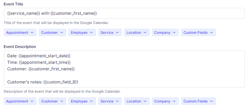 Event Title and Description