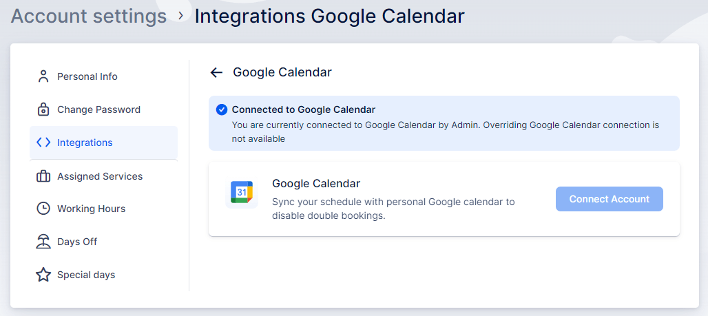 Google Account Settings Disabled