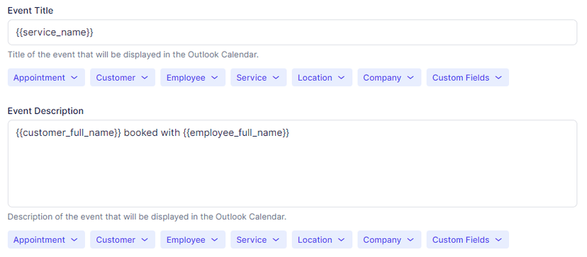 Outlook Title and Description