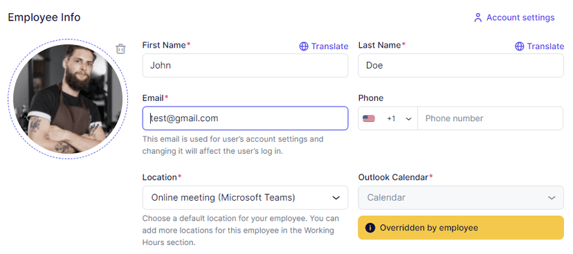 Outlook Default Location