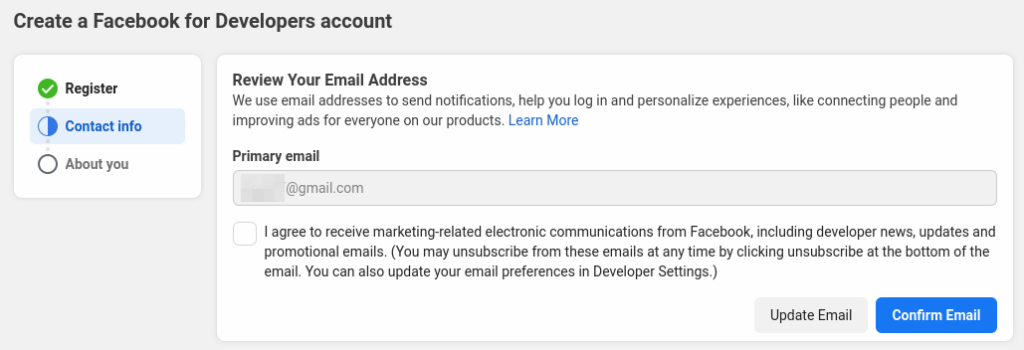 Facebook Registration