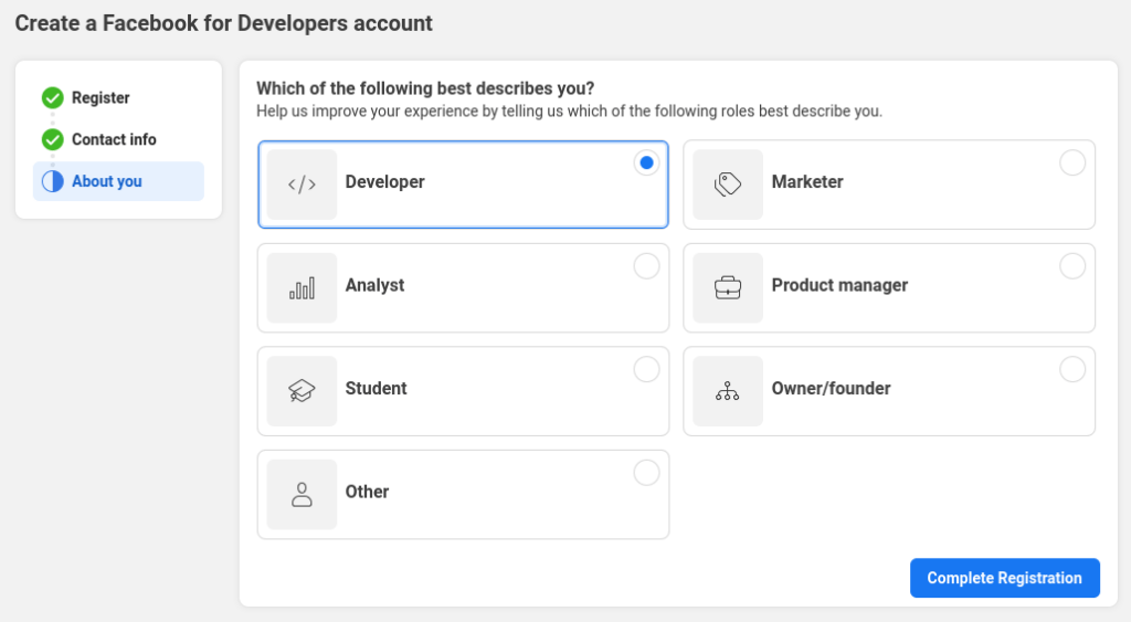 Facebook Registration