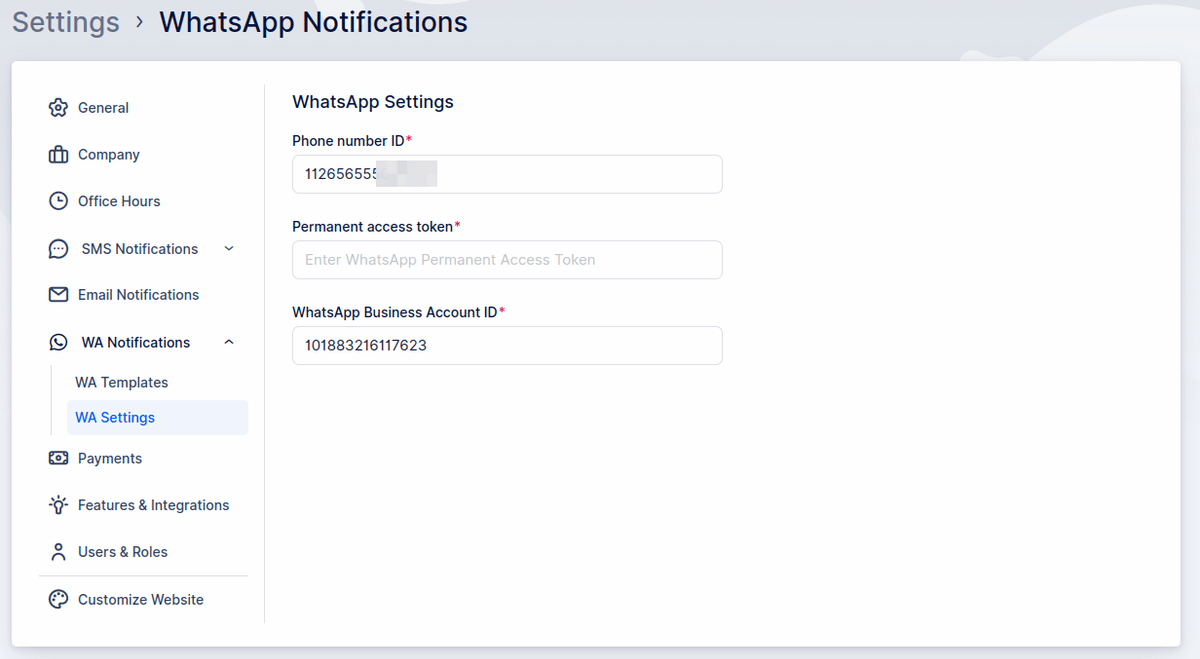 Trafft WhatsApp Setup