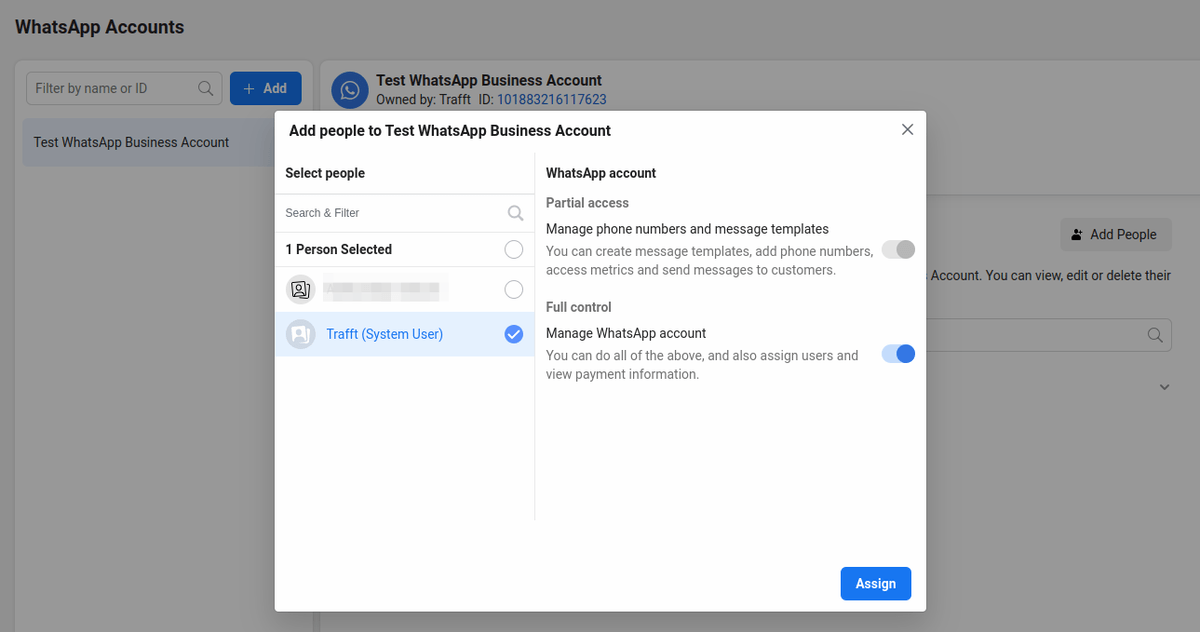 Facebook Assign People