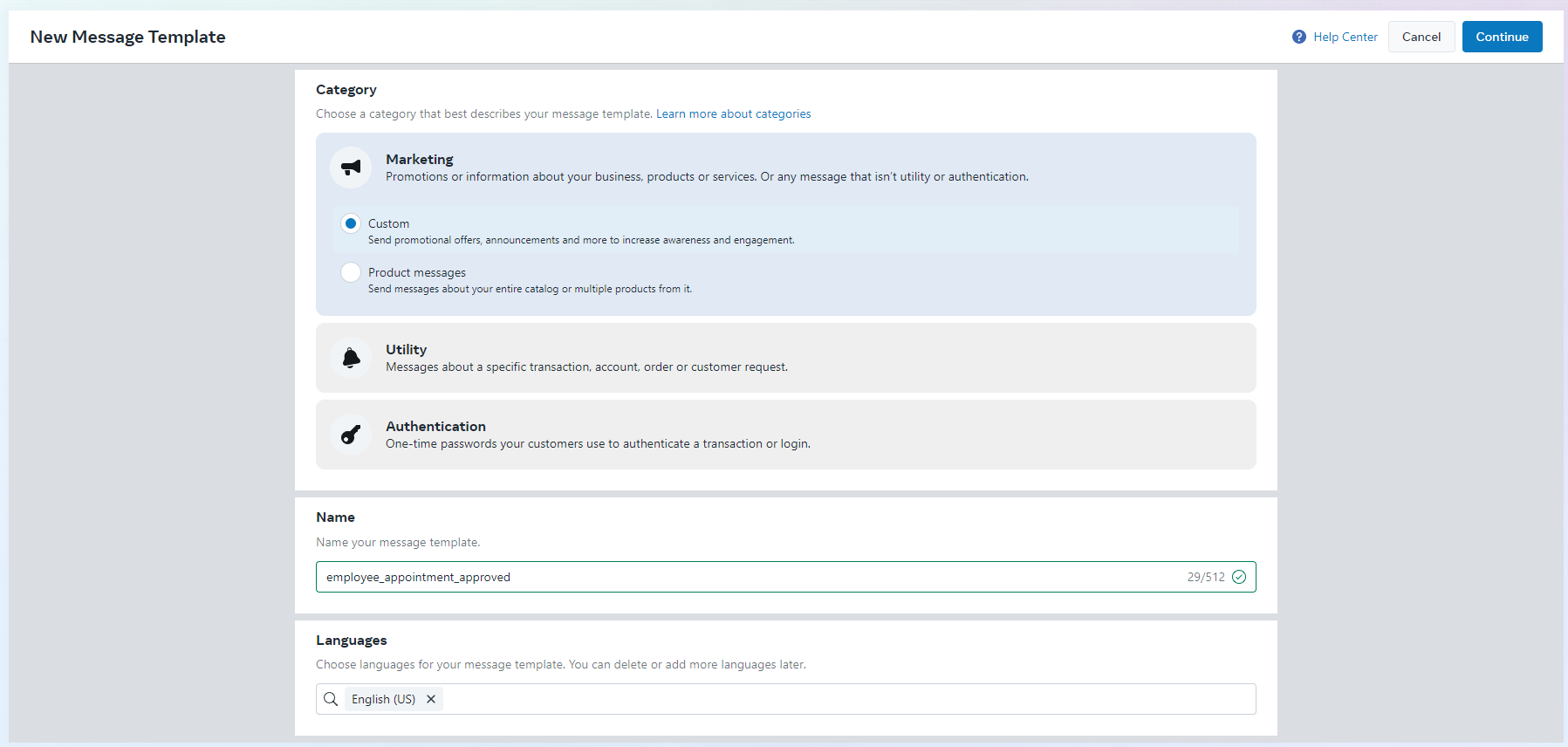 Facebook Create Template
