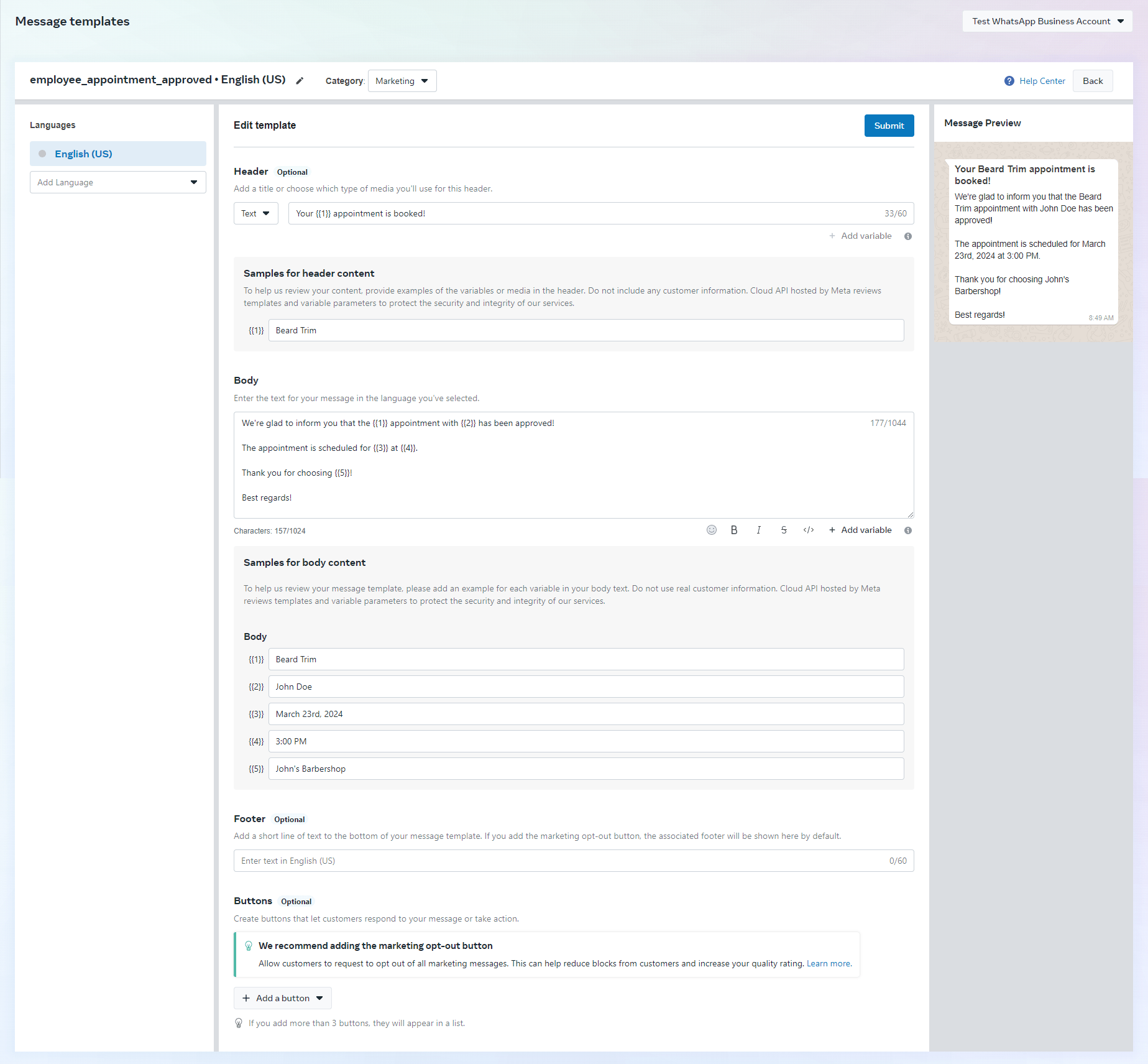 Facebook Template Category
