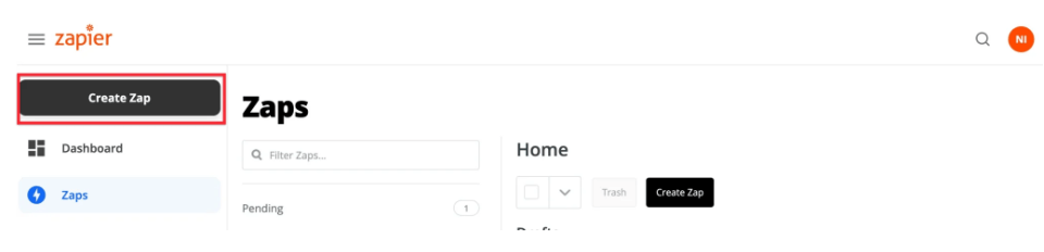 Zapier Create Zap